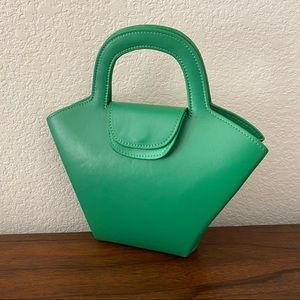 Racing Green Mini DOLL Top Handle Basket Crossbody Bag Satchel w/ Coin Pouch B5